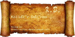 Kollár Dénes névjegykártya